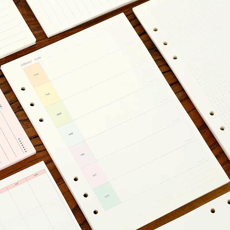 麦和 镂空pu手帐本内页 a5/a6活页笔记本替芯 彩色简约记事本内芯