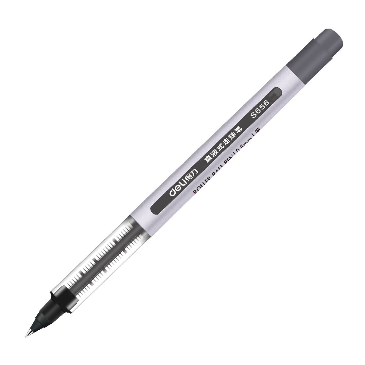 得力中性笔 直液式走珠笔 办公签字笔学生文具水笔12支装s656