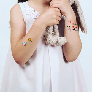 贴纸 好饰原创防水纹身贴 儿童可爱鱼安全贴纸套装2张 动物世界