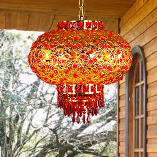 金色led水晶灯笼吊灯吸顶灯阳台灯户外灯笼走廊喜庆红中欧式灯笼