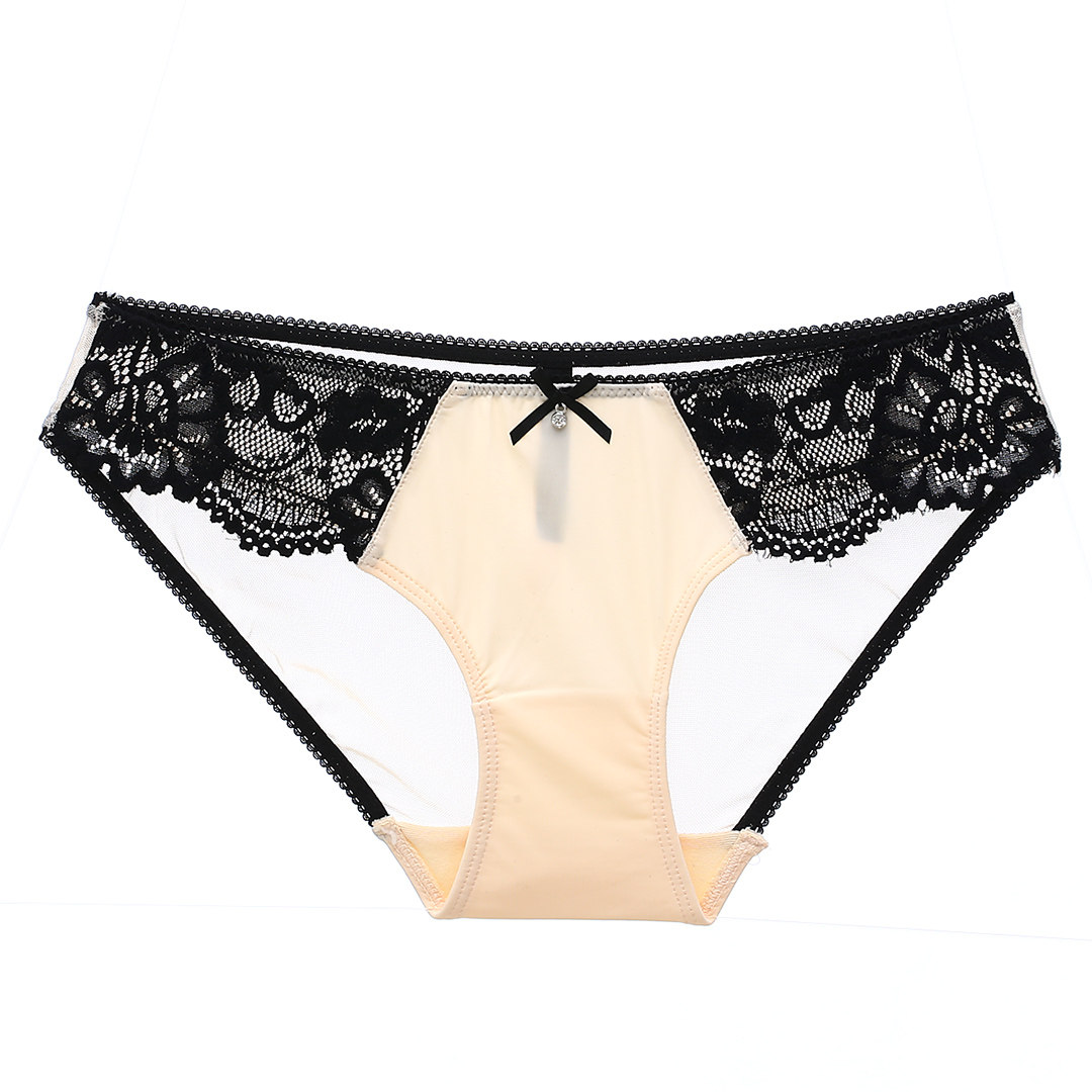 无痕女士三角内裤女诱惑冰丝全透明性感蕾丝纯棉档低腰大码本命年