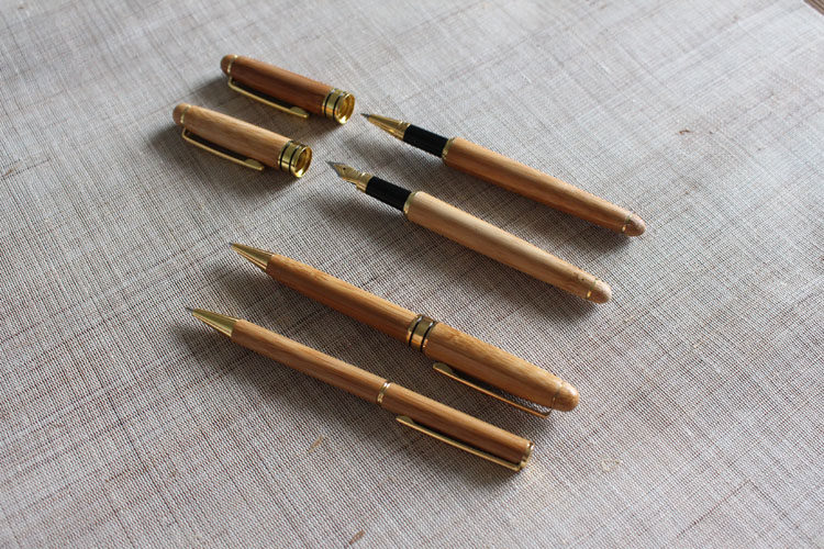 竹钢笔 竹质水笔 圆珠笔 刻字logo 客户礼物硬字笔 中性竹笔包邮