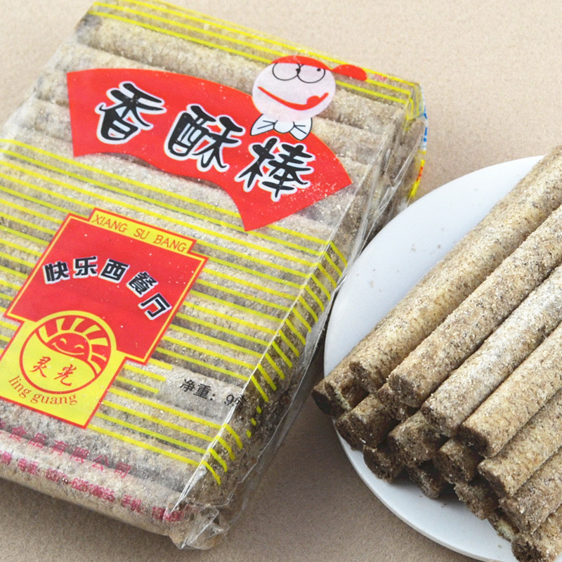 非油炸灵光快乐西餐厅香酥棒巧克力棒膨化食品童年休闲零食95g/袋