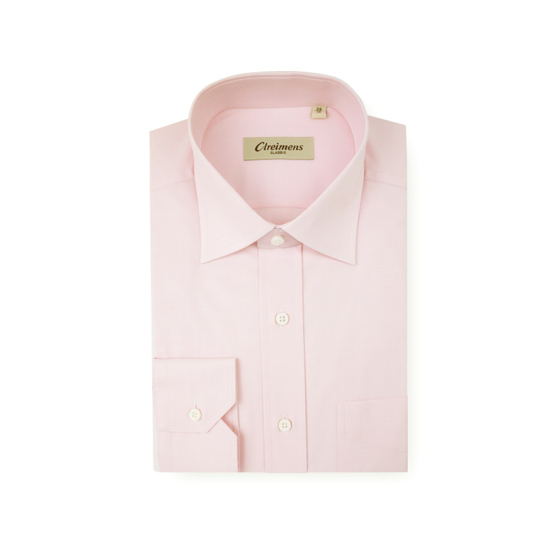 clreimens 克莱蒙斯 衬衫男式衬衣 长袖商务正装 粉色斜纹衬衫