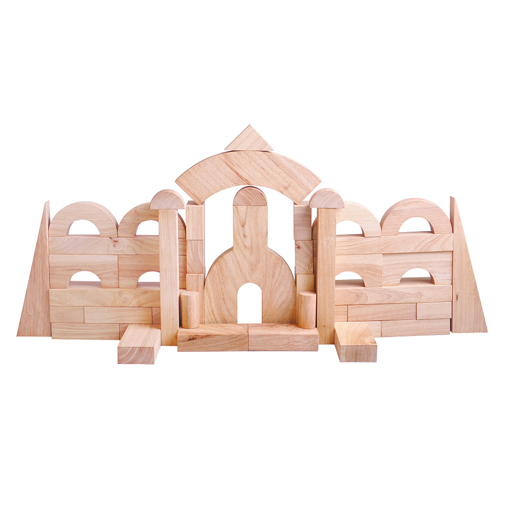 七色花幼教建构搭建形状玩具木头幼教幼儿园大型实心大积木200片