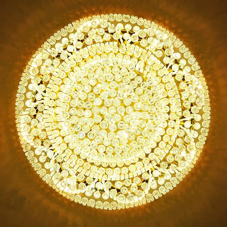 金色水晶灯客厅圆形吸顶灯led会所大厅灯欧式酒店工程灯具灯饰907
