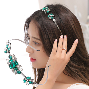 韩国时尚潮流亮蓝宝石发箍甜美可爱手工合金fasi发饰头箍发卡头饰