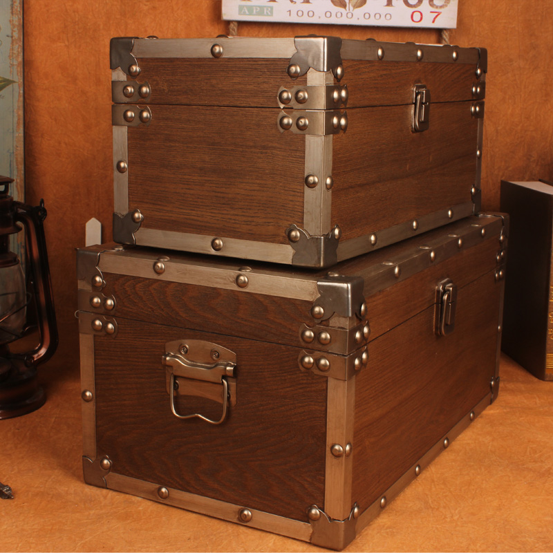 特价新款欧式复古收纳整理箱奢华储物大木箱子家居橱窗陈列百宝箱