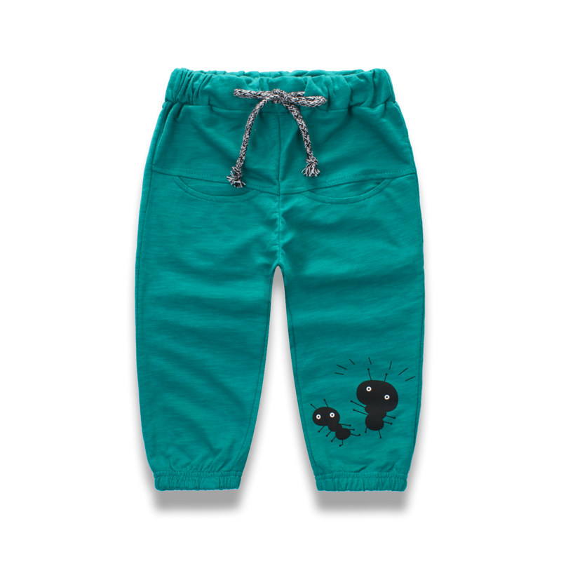 2017年春款童装2-8岁儿童长裤子男童女童休闲裤卡通竹节毛圈纯棉