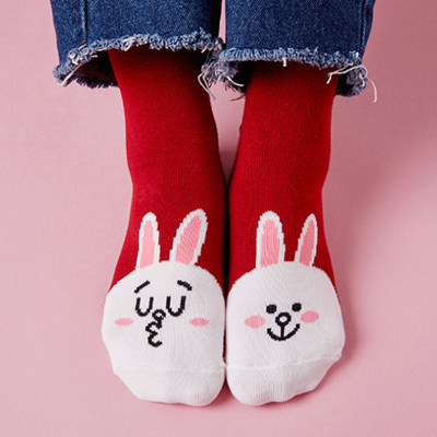 line friends 创意可爱女士中筒袜时尚韩版可爱呆萌卡通形象袜子