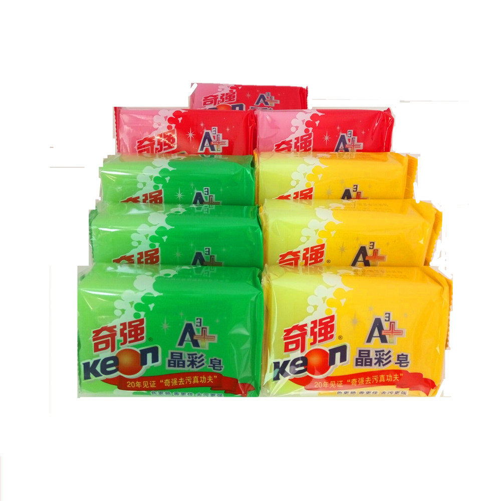 奇强洗衣皂218g晶彩皂透明皂肥皂彩皂正品整箱36块批发包邮