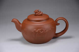 90末/老经典陶坊/早期紫砂壶/鸳鸯/红泥/260cc王惠芳