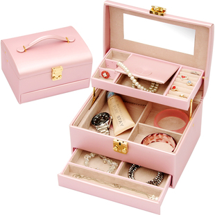 韩国公主首饰盒结婚礼物简约珠宝箱耳钉手饰品收纳盒