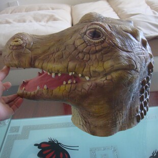 鳄鱼头套万圣节恐怖面具 表演道具 逼真动物cos角色扮演酒吧派对