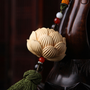 黄杨木雕莲花 车内挂饰 汽车挂件 车挂饰品 送礼礼物 男士女士