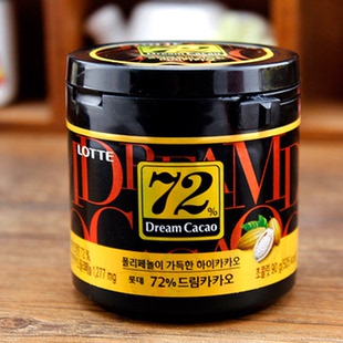 乐天 韩国原装进口乐天巧克力 乐天72%纯黑巧克力90g/罐 乐天72巧克力