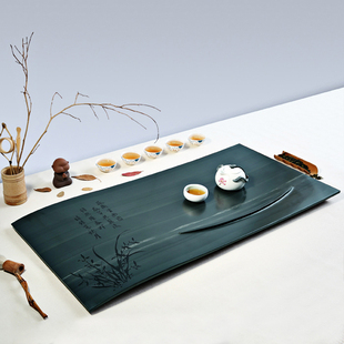 紫檀 陶立方 排水石头茶盘茶具 紫檀红玉石茶台 天然整块乌金石茶盘