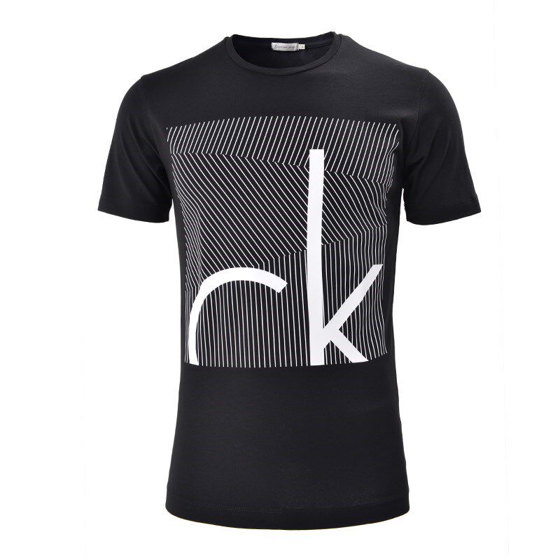 calvin klein正品代购男装 春夏新款ck休闲v领条纹图案男短袖t恤