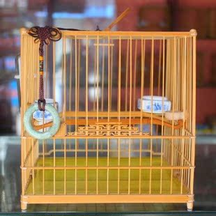 绣眼鸟笼 精工镶脚寿门花扎线亮顶笼