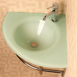 小户型洗手盆挂墙式洗漱台池钢化玻璃洗面盆卫生间浴室墙角三角盆