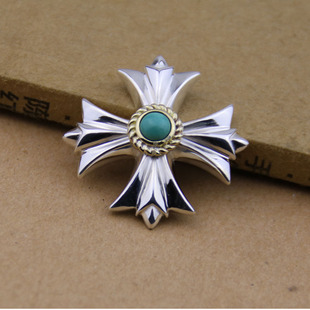 绿松石 克罗心十字架 鸢尾花装饰扣 绿松石财布扣银扣 diy手工皮具