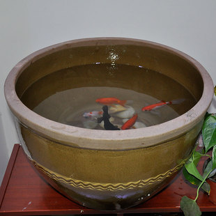 浅口陶瓷缸水缸养鱼睡莲缸粗陶大号庭院无锡宜兴无釉水缸大储水罐