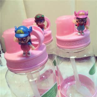 吸管 台湾超火屁桃杯粉色水杯卡通阿拉蕾 kitty 史迪仔 美人鱼吸管杯