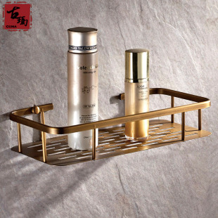 古玛 仿古卫生间浴室洗澡间淋浴房挂件全铜壁挂式1层单层置物架