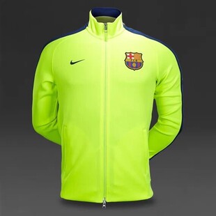 夹克14-15正品 足球出场服 巴萨巴塞罗那球衣 梅西内马尔绿色外套夹克