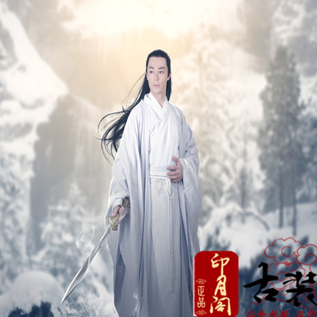 印月阁 花千骨霍建华白子画同款影视/银白色古装cos服装演出服