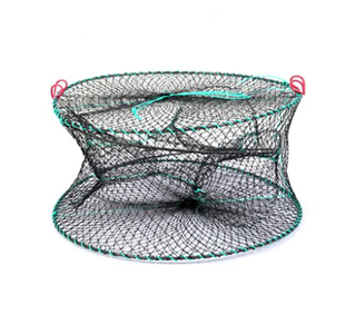螃蟹笼捉蟹笼虾笼渔网捕蟹笼鱼笼折叠圆形笼渔笼直径40cm 三洞三层
