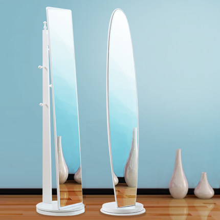 迈乐 欧式白色实木全身穿衣镜时尚化妆镜落地试衣镜形象