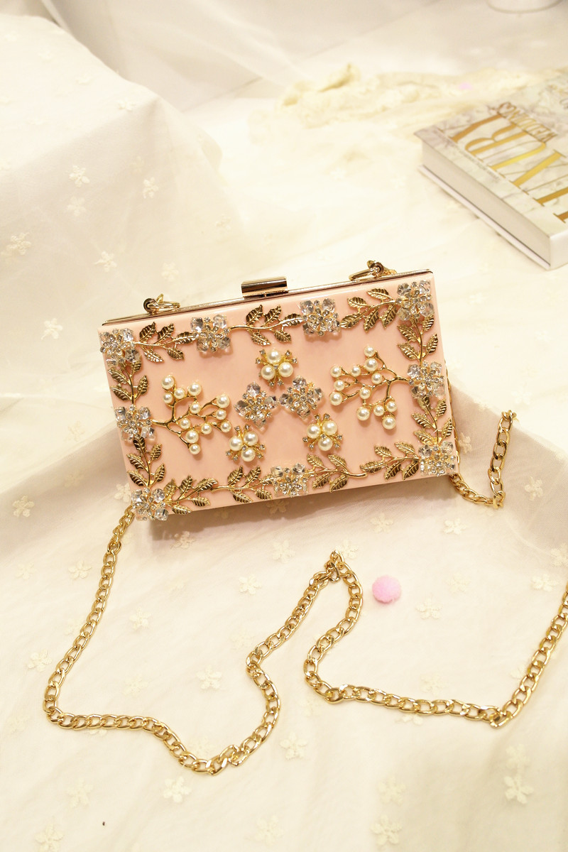 ifashion古伊萱2017春季新款洛可可风水钻珍珠单肩手提斜跨小包包