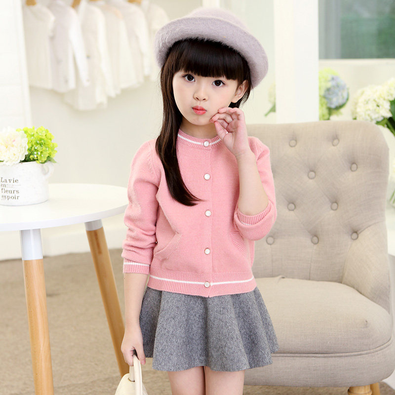 2016秋季女童针织衫小童毛线女宝宝毛衣开衫儿童羊毛衫中小童韩版