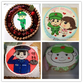 乌鲁木齐翻糖生日兵哥哥军人蛋糕纯手工个性定制红色甜品可送货