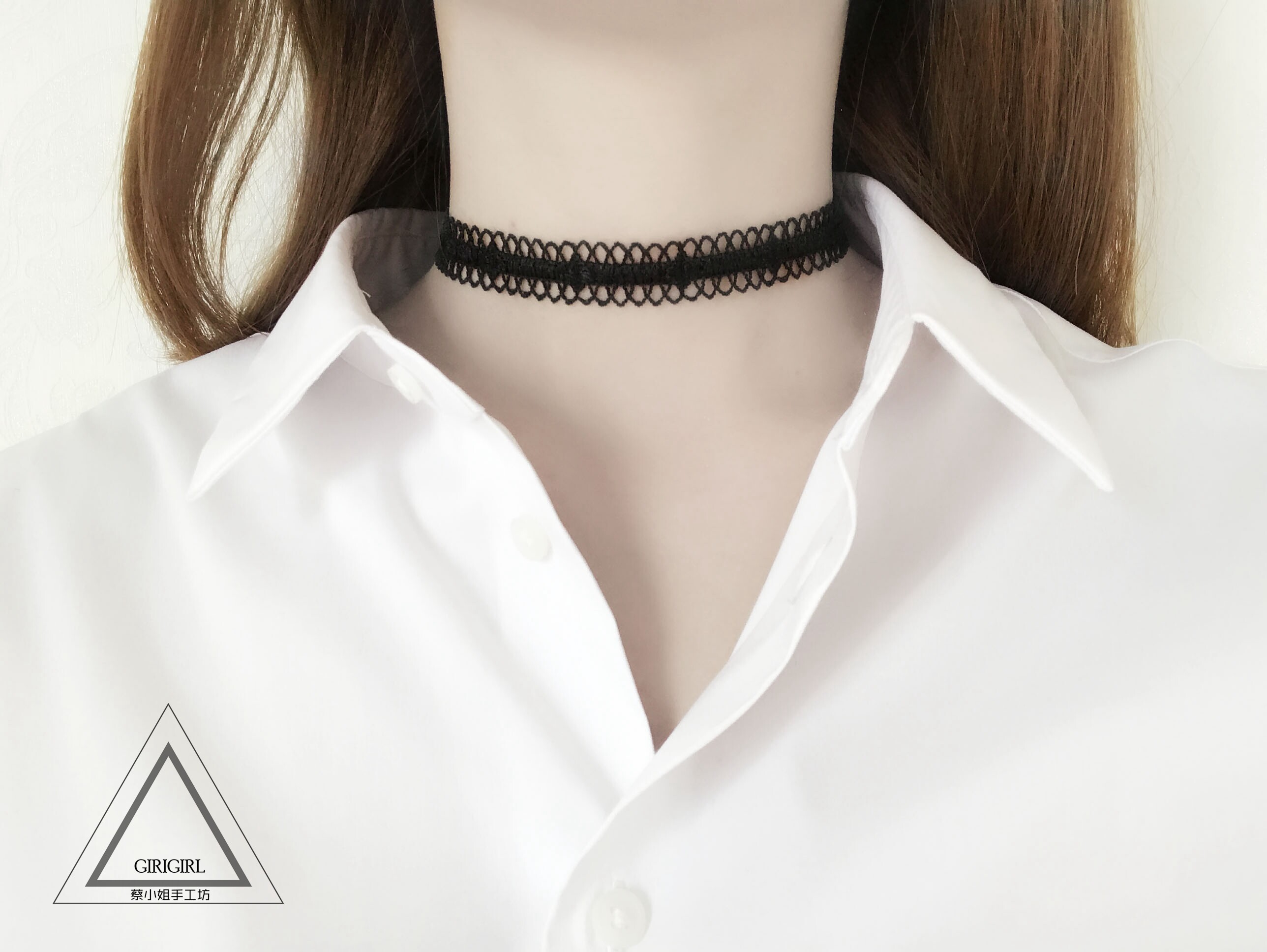 【蔡小姐】手工定制原宿复古蕾丝纹身项链女脖带颈圈个性锁骨链