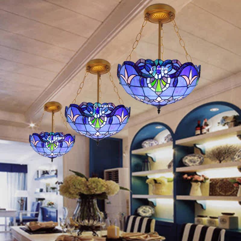 蒂凡尼工艺地中海灯饰巴洛克风格餐厅饭厅过道玄关书房单头吊灯具
