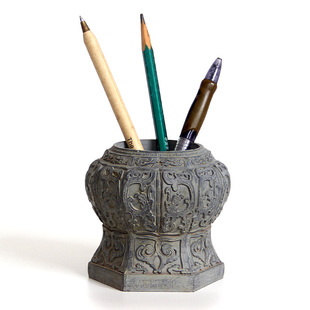 古时候夔龙如意笔筒创意新年礼物办公桌摆件手工复古原创可爱文具