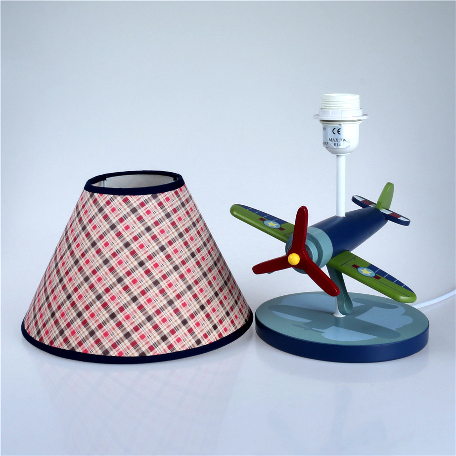 飞机台灯地中海卧室床头灯创意儿童装饰可调光灯温馨可爱卡通男孩