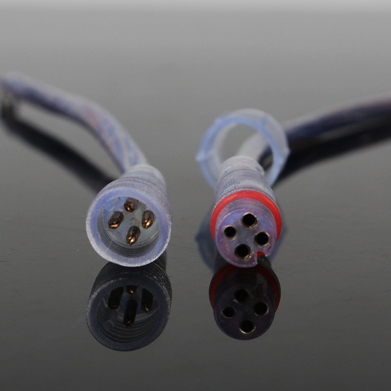 ledrgb七彩灯带防水快速接头线4/四芯防水对接插头防水公母对接头