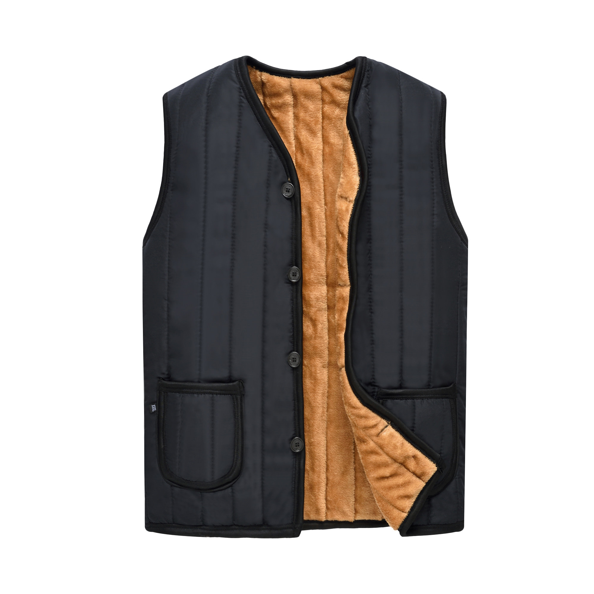 秋冬男装保暖加棉马甲 中老年男士加绒背心 加肥加大坎肩马夹爸爸