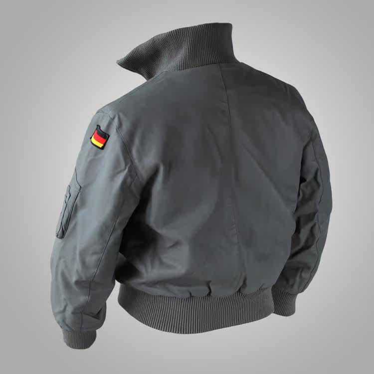 德军现役皮棉衣短款灰空军飞行外套立领夹棉加厚水洗男式ma1男式