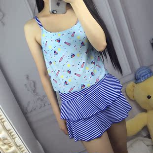 泳衣 分体裙式保守遮肚平角裤小胸聚拢性感显瘦可爱泳装女 韩国泳衣女