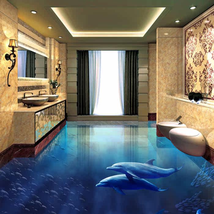瓷砖3d地砖 卫生间地板砖 客厅过道微晶石 海洋立体画背景墙
