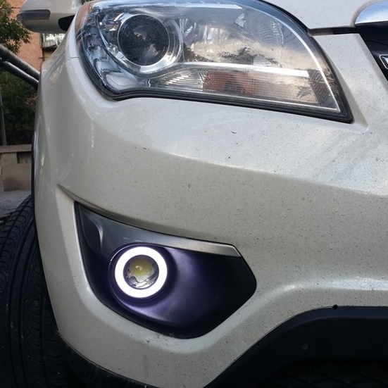 汽车前照灯led透镜雾灯cob天使眼雾灯总成双光超亮日行灯