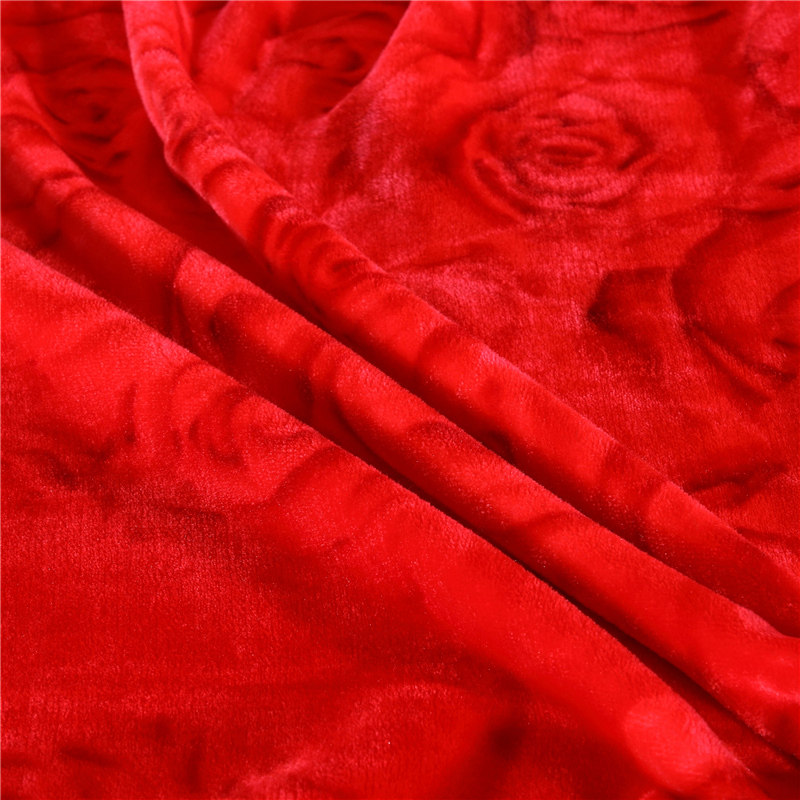 大红色毛毯珊瑚绒加厚法莱绒单双人毛巾被结婚庆空调毯夏季午睡毯