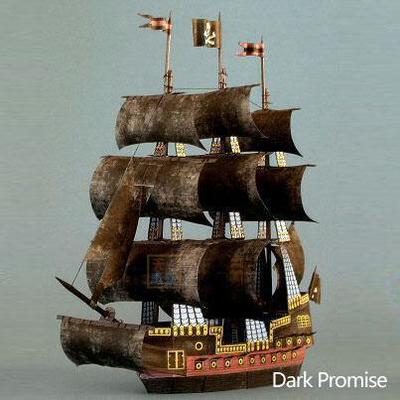 海盗船幽灵船dark promise3d纸模型diy手办立体折纸天一纸艺