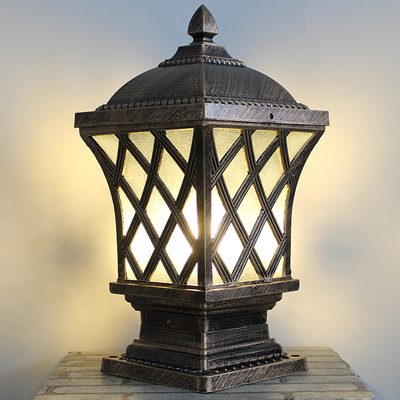 欧式复古四方网格立柱灯户外柱灯防水庭院灯景观灯围墙灯门柱路灯