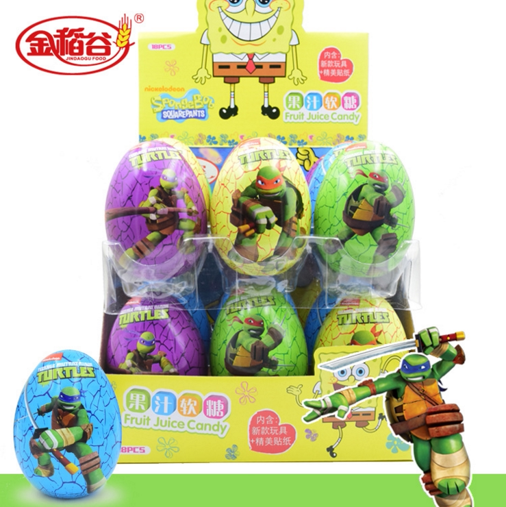 金稻谷10g超级飞侠海绵宝宝忍者神龟 果汁软糖零食糖果奇趣蛋铁蛋