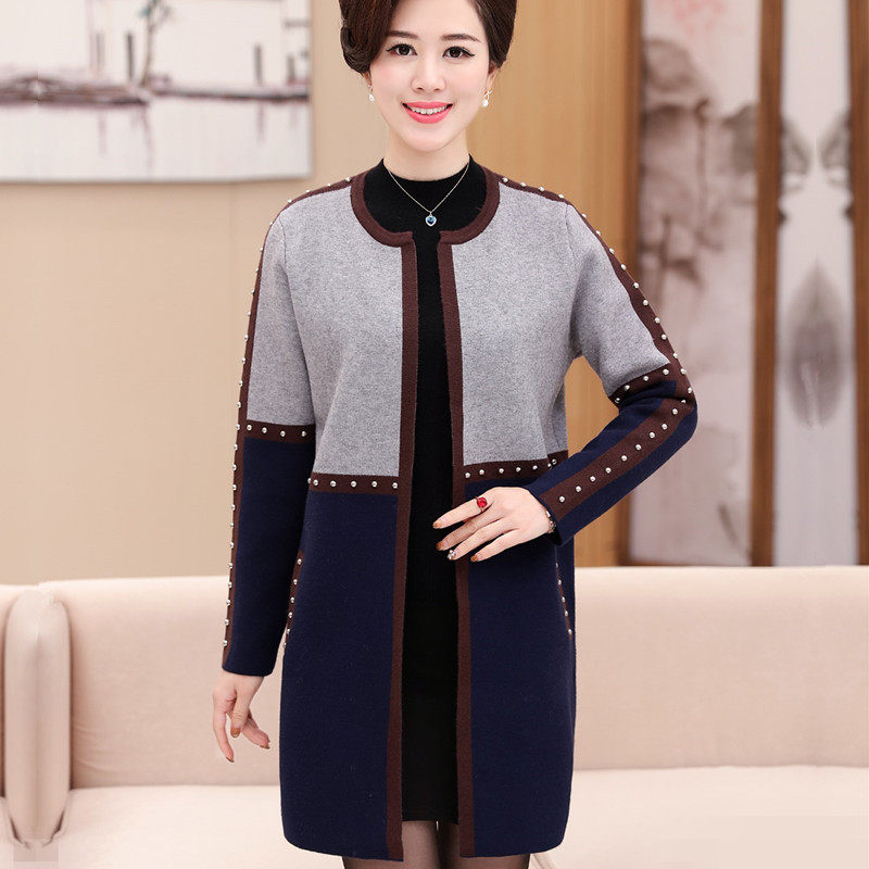 中老年人女装妈妈装40-50针织衫开衫中年妇女大码长袖毛衣外套秋